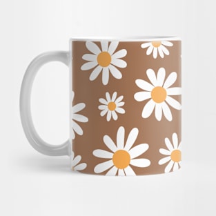 Spring daisies floral retro pattern pecan brown Mug